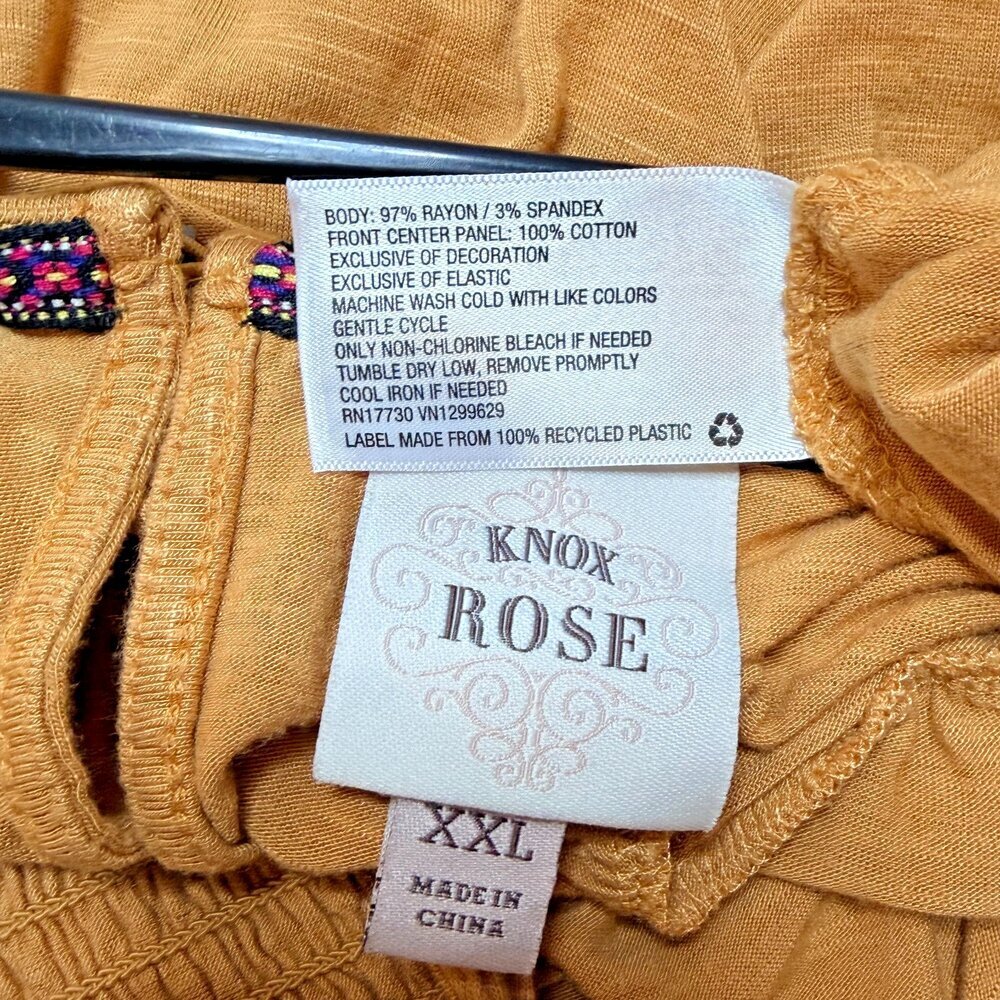 Knox Rose Tank Top Women's XXL Mustard Yellow Boho Swiss Dot Ruffle Hem - Picture 7 of 10